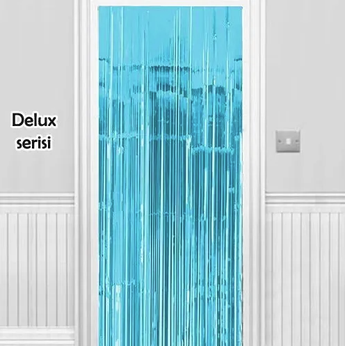 Mavi Işıltılı Duvar Kapı Perdesi Arka Fon 90x200 cm